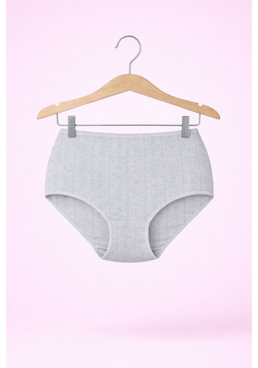 Belpa Kadın Kalp Desenli %100 Pamuklu Külot 5 Adet Gri