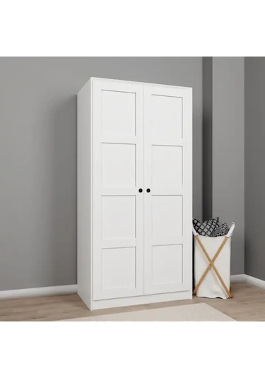 Lucas 2 Kapaklı Elbise Dolabı Ve Çok Amaçlı Dolap - Mat Beyaz Beyaz