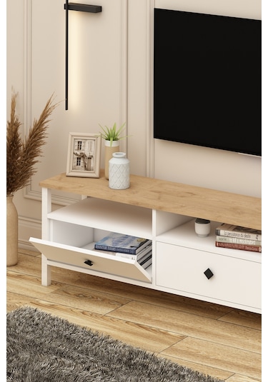 Remy Tv Ünitesi 180 Alt Modül Sepet - Beyaz Sepet - Beyaz