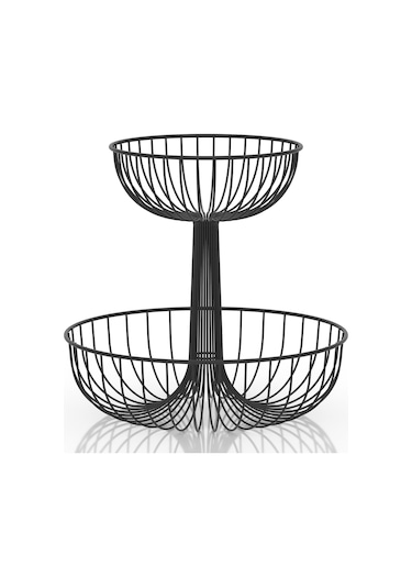 Teknotel Metal Meyve Sepeti Organizer Sepet Mat Siyah Mg530