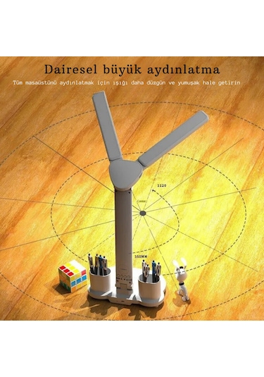 Techtic 5in1 Çok Fonksiyonlu Şarjlı Masa Lambası+saat+termometre