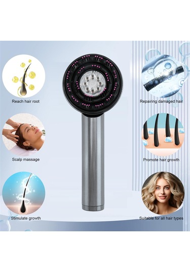 Xurunkeji Mod Elektrikli Masaj Tarağı Taşınabilir Kızılötesi Terapi Tarağı Başlardaki Saç Folikülleri Esans Yağı Aplikatörü, Gri
