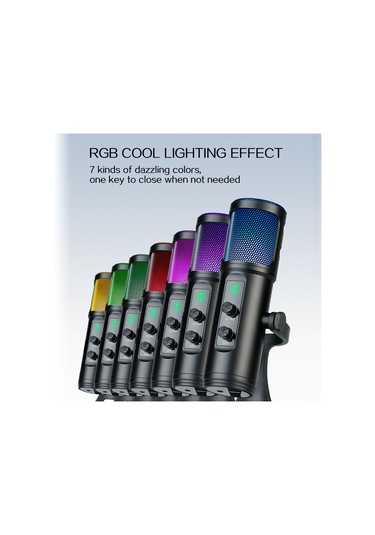 Singree Renkli Rgb Işıklı Usb Mikrofon - Gerçek Zamanlı Kulaklık Çıkışı Ve Mute Tuşu
