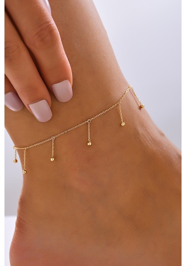 14 Ayar Altın Top Sallantılı Halhal - Mmhlhl-55001 Sarı Altın