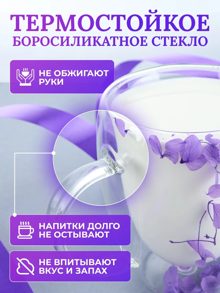 Miland Home Çiçek Desenli Çift Tabanlı Kupa 296746215 Violet