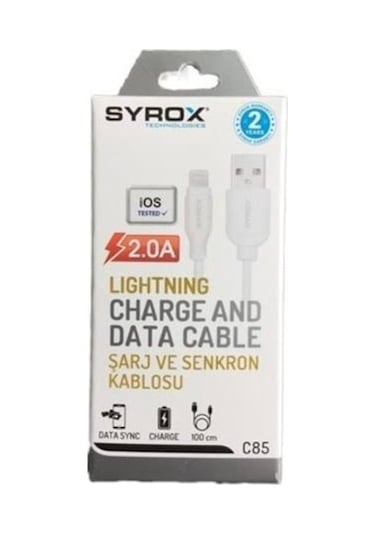 Syrox Lightning Apple iPhone Uyumlu Hızlı Şarj Ve Data Kablosu Syrox Ürünü