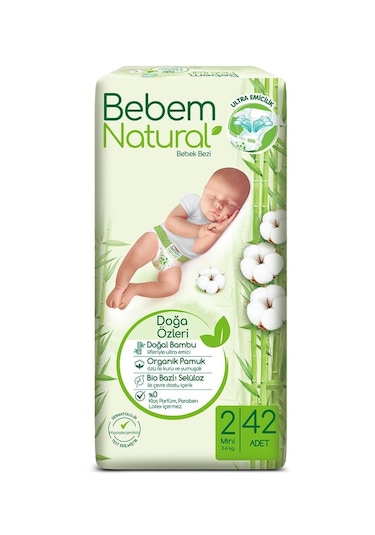 Bebem Natural Bebek Bezi 2 Numara Mini 42 Adet