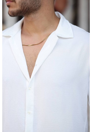 Tex Republic Erkek Beyaz Rahat Kesim Dokulu Oversize Salaş Aerobin Gömlek Beyaz