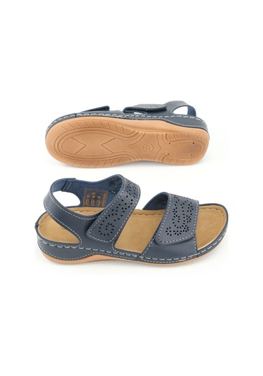 Gezer Yazlık Kadın Suni Deri Cırt Cırtlı Ayarlanabilir Sandalet Gk1yze.00186.02.013.g8 Lacivert