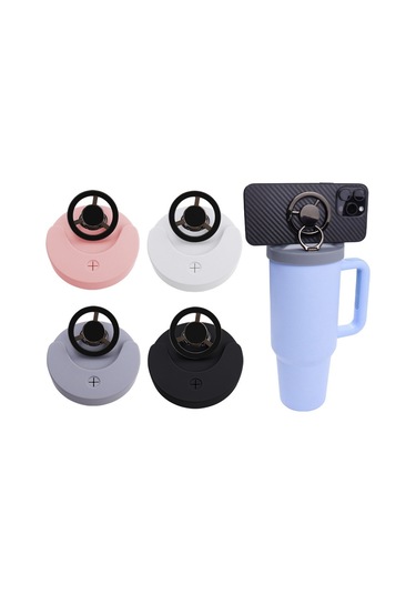 Stanley 40oz Tumbler Kupası İçin Manyetik Telefon Tutucu İle Sızdırmaz Silikon Kapak Koyu Pembe