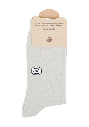 Erkek Pamuklu Özel Desenli Dikişsiz Yumuşak Dokulu Terletmez Rahat Esnek Soket Çorap Açık Gri-penguen