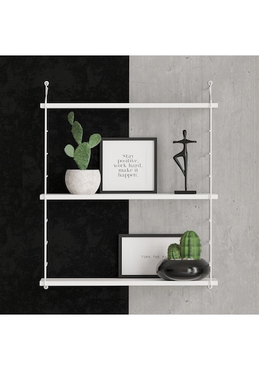 Decormet Armoni Raf Seti 3 Raflı 200 720 Metal Beyaz+ahşap Beyaz - Ahşap