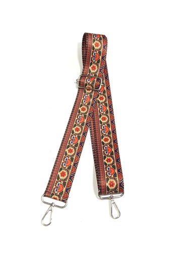 Karan Tuhafiye Otantik Desenli Çanta Sapı / Ayarlanabilir Palaska / Polyester Çanta Sapı Taba