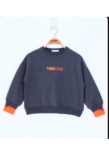 Toontoy Kız Çocuk Timeless Baskılı Sweatshirt Antrasit Melanj