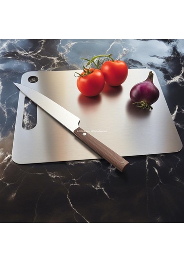 Paslanmaz Çelik Premium Kesme Panosu - 304 Numara Çelik Hijyenik Ve Dayanıklı Gri