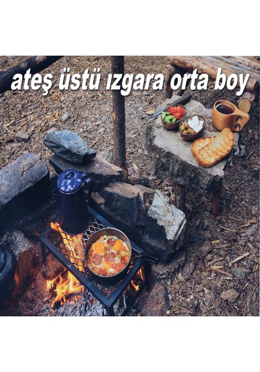 Nurgaz Ng-Augo Ateş Üstü Orta Boy Kamp Yemek Çay Izgarası Çok Renkli