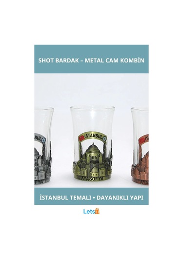 Şık İstanbul Temalı Tekli Metal Cam Shot Bardak Çok Renkli