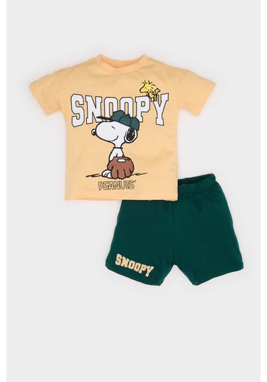 DeFacto Erkek Bebek Snoopy 2'li Takım Kısa Kollu Tişört Beli Lastikli Şort E6920A525SMOG283 Turuncu DeFacto Erkek Bebek Snoopy 2'li Takım Kısa Kollu Tişört Beli Lastikli Şort E6920A525SMOG283 Turuncu