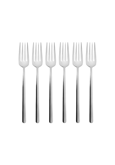 Emsan Bead 6 Parça 18/ 10 Paslanmaz Çelik Yemek Çatalı Seti Platin Gümüş