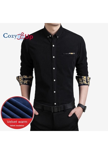 Cosy Up Fitilli Kadife Sıcak Erkek Polar Gömlek Kış İçin Sıcak Gömlek Kırmızı