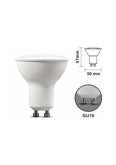 6'lı Gu10 Led Ampul Paketi 5 W, Sıcak Beyaz 4000 K Yüksek Parlaklık