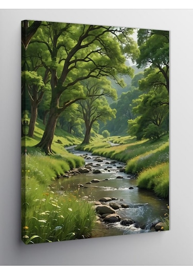 Kanvas Tablo Ormandaki Göl Ve Ağaçlar 70cmx100cm
