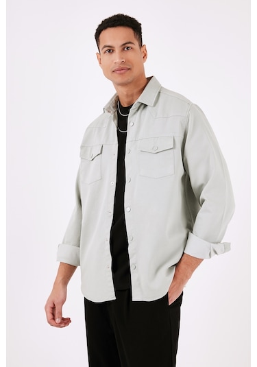 Buratti Pamuklu Regular Fit Çift Cepli Erkek Gömlek Cf24W116927 Mint