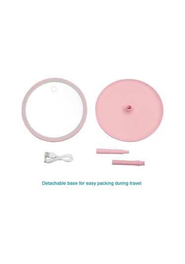 Vkemall Şarj Edilebilir Yuvarlak Makyaj Aynası L-ed Işık Ekran Anahtarı Çıkarılabilir Ta