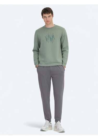 Kip Mint Bisiklet Yaka Desenli Sweatshırt Mint