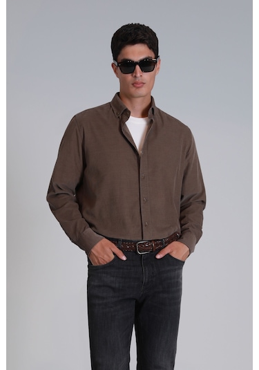 Lufian Water Erkek Basic Gömlek Slim Fit Kum Kum 112010664100580 Kum