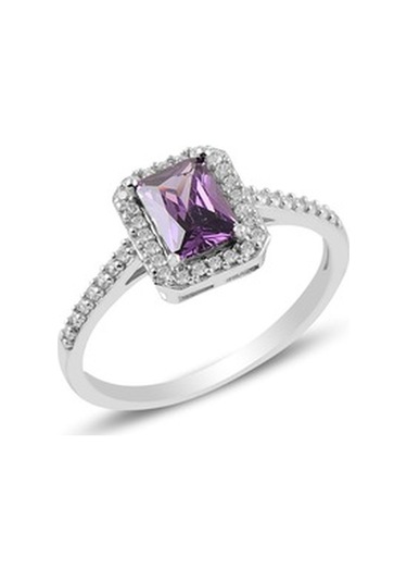 Gümüş Rodyumlu Ametist Baget Taşlı Üçlü Set