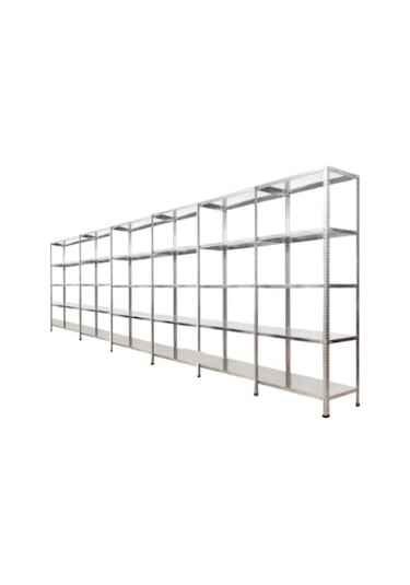 Çelikrafburada 5 Katlı 6 Lı Bitişik Çelik Galvaniz Arşiv Rafı Depo Rafı Kiler Rafı 43x93x250 Dx51 Kalite Gümüş