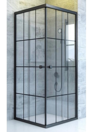 Durul Duşakabin   Kare Siyah Çizgi Siyah