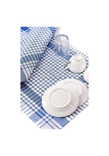 Pamuklu Mavi Renkli Pöti Kareli 4'lü Kurulama Bezi, Beslenme Örtüsü, Servis Peçetesi