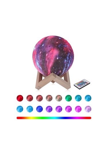 3D Led 16 Renk Uzaktan Kumandalı Renkli Gece Lambası B 8cm Çok Renkli
