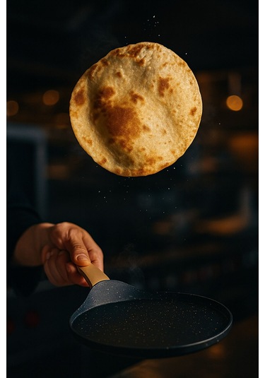 Siyah Granit Krep Tavası 24 Cm Yanmaz Yapışmaz Yüzeyli, Ergonomik Saplı Döküm Krep Tava Gri