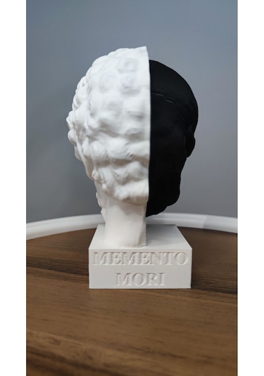 Memento Mori-öleceğini Hatırla Dekoratif Hediyelik Biblo 17 Cm Plastik Siyah Beyaz