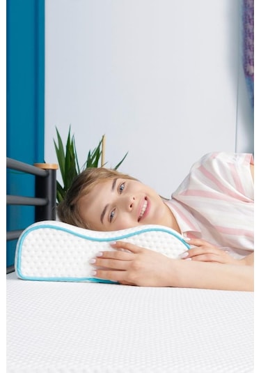 Viscofoam Çift Taraflı Yüksek Boyun Destekli Ortopedik Yastık Visco Yastık - 55x35x12-11cm
