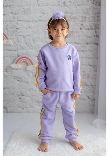 Zeyland Kız Çocuk Şeritli Eşofman Takımı Lila