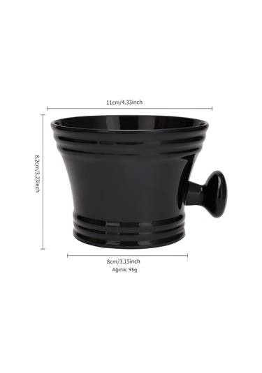 Erkek Tıraş Köpük Kase Plastik Sap Büyük Kase Sakal Fırçası Temizleme Fırçası Siyah Kase