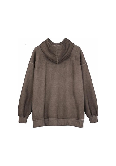 Novahub Kadın Vintage Melek Baskı Kapüşonlu Zip Up Uzun Kollu Cep Kazak Kırmızı Sonbahar/kış Kırmızı