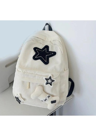 Ebitda Siyah Y2k Estetik Sırt Çantası Yıldız Desen Tiki Kadife Sırt Çantası, Üniversite Öğrencisi Bilgisayar Çantası Kız İçin Siyah