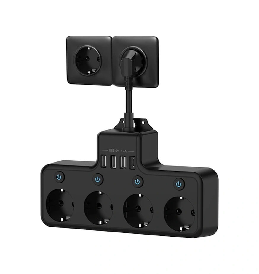 Zyzqstore Yeni Nesil 4000w 3 Usb 1 Type-c 8 İn 1 Duvar Priz Termal Akım Korumalı 4'lü 0