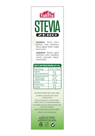 Takita Stevia Zero Toz Tatlandırıcı 250 G