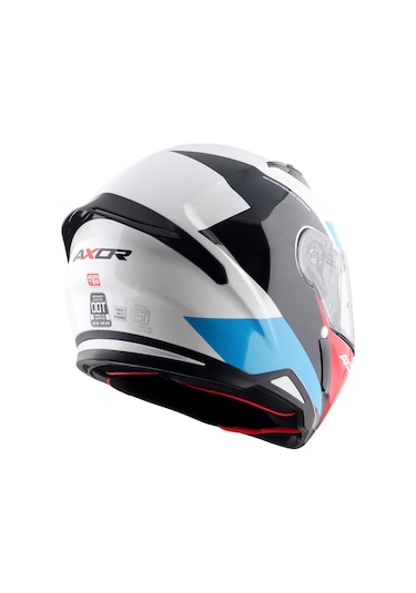 Axor Hunter Turbo Ece 22.06 Kapalı Kask Beyaz - Kırmızı - Mavi