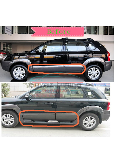 Hyundai Tucson Yan Basamak Koruma Oem 2004-2012 Siyah-gri Siyah