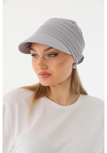 Safari Bağlamalı Gri Siperli Bandana Vizör Gri