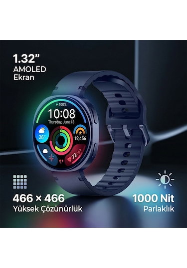 Bix TSW3 42 MM Ultra İnce 1.32" Amoled Ekranlı Akıllı Saat (Distribütör Garantili)