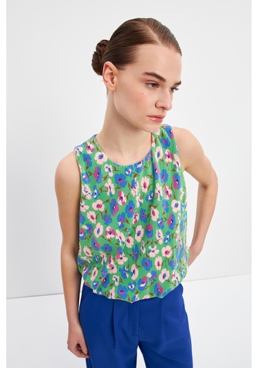 Stella Pulvis Yeşil Astarlı Pliseli Bluz Yeşil