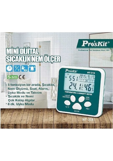 Proskit NT-316 Sıcaklık & Nem Ölçer -50/+70°